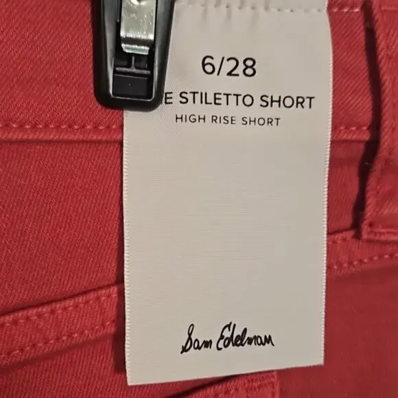 NWT Sam Edelman The Stilleto High Rise Cutoff Shorts in Cherry Sz 6 - Picture 6 of 8